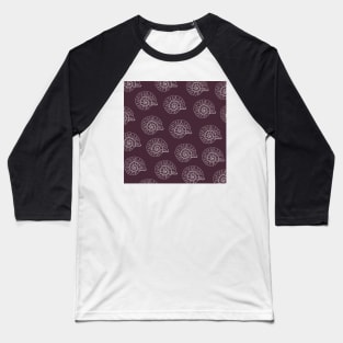 shark eye shell aloha print pattern dark purple and white Baseball T-Shirt